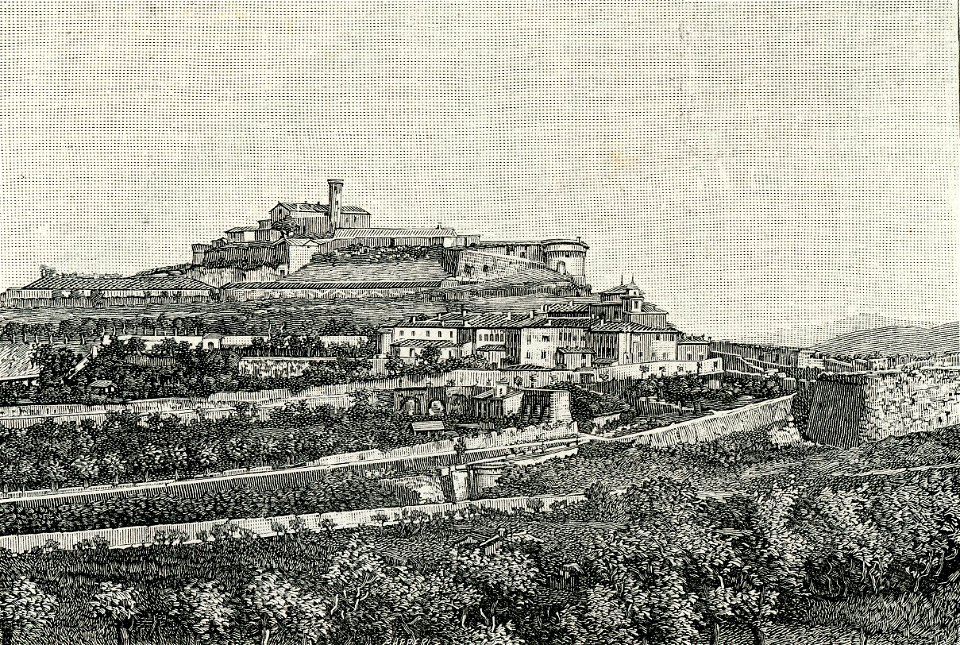 Brescia castello o rocca xilografia di Barberis