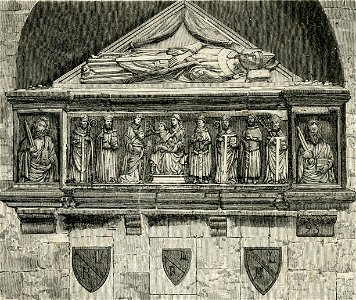 Brescia (duomo vecchio) monumento al vescovo Lambertini da Bologna xilografia di Barberis