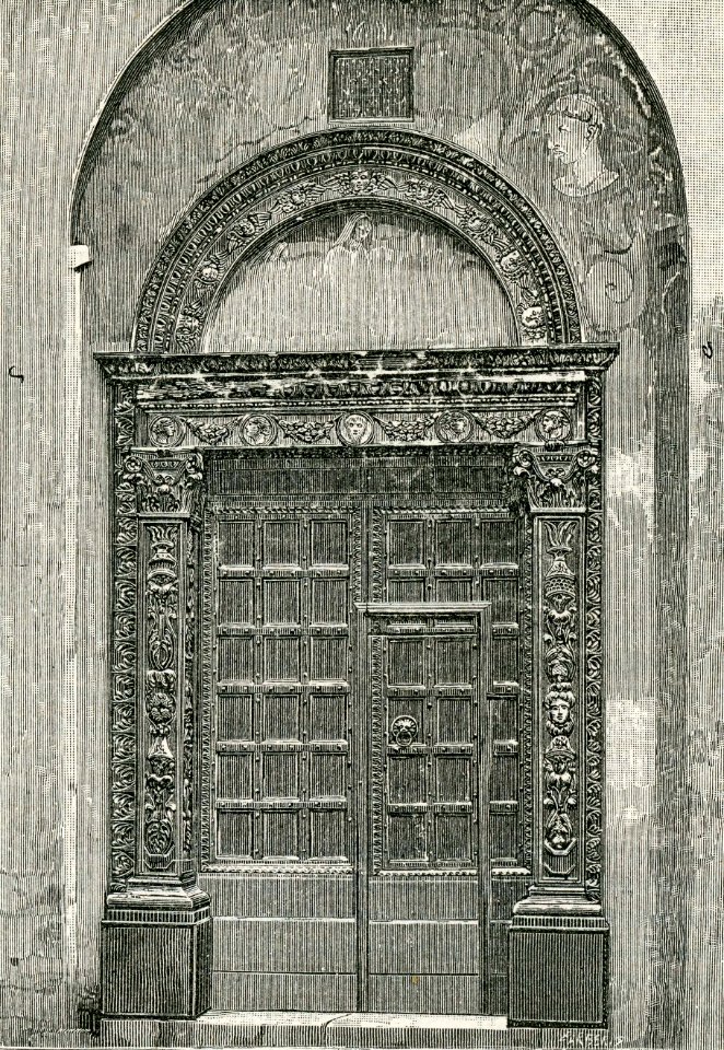 Breno porta della chiesa di Sant’Antonio xilografia di Barberis
