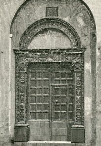 Breno porta della chiesa di Sant’Antonio xilografia di Barberis