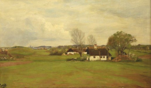 H. A. Brendekilde - Landskab med huse