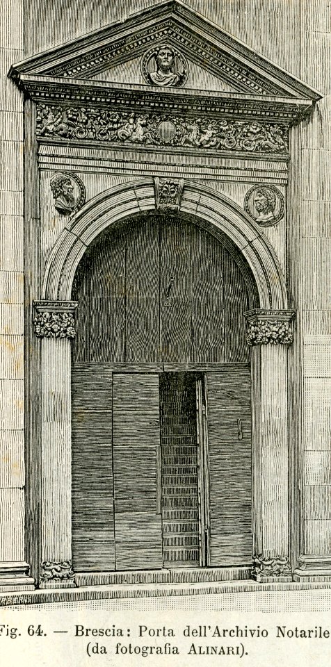 Brescia porta dell’archivio notarile xilografia di Barberis