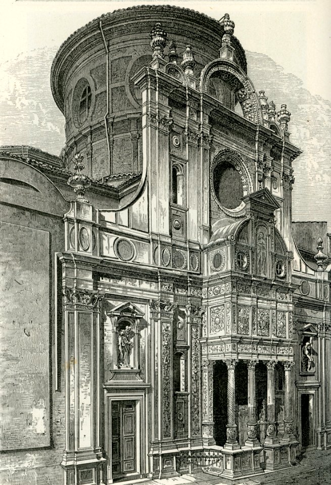 Brescia chiesa di Santa Maria dei Miracoli xilografia