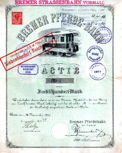 Bremer Pferde-Bahn 1200 Mk 1886