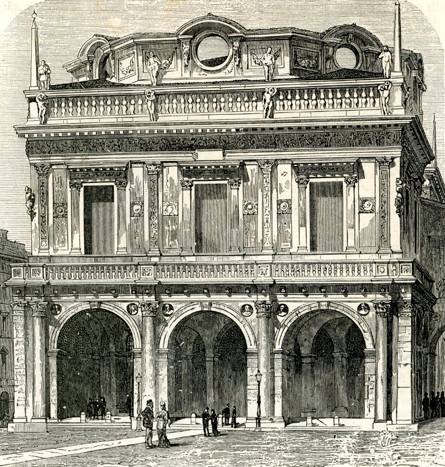 Brescia la loggia o palazzo del comune xilografia