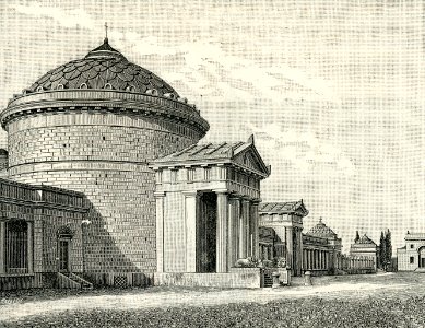 Brescia veduta del camposanto xilografia di Barberis