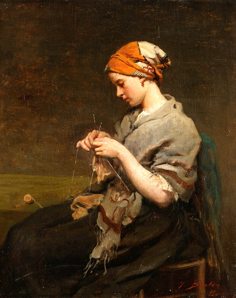 Jules Adolphe Breton - Jeune fille tricotant