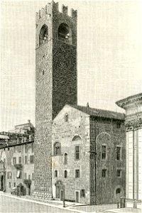 Brescia il Broletto colla torre del popolo xilografia