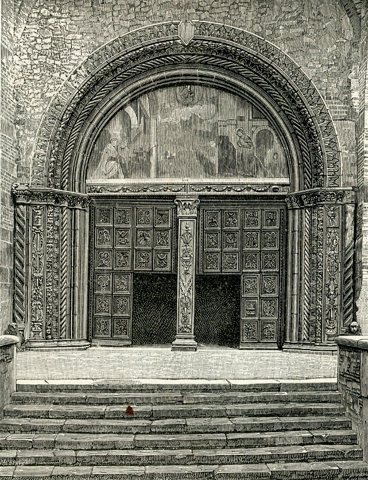 Brescia porta della chiesa di S. Maria del Carmine xilografia di Barberis
