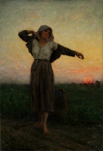 Jules Breton - La glaneuse lasse (1880). Free illustration for personal and commercial use.