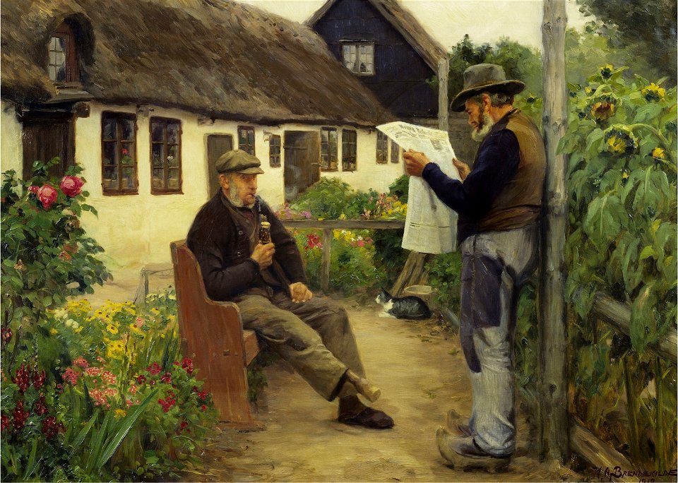 H. A. Brendekilde - Mens du læser avisen nyheder (1912)