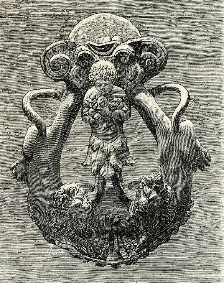 Brescia battente del portone del palazzo Martinengo xilografia di Barberis