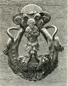 Brescia battente del portone del palazzo Martinengo xilografia di Barberis