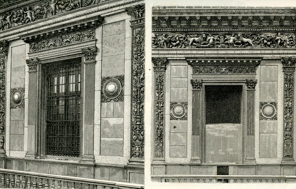Brescia palazzo comunale finestre nel lato sinistro della loggia xilografia di Barberis