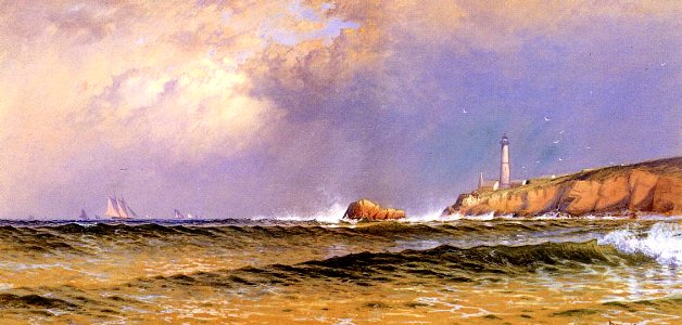Coastal Scene with Lighthouse-Alfred T Bricher