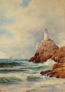 Lighthouse by Alfred Thompson Bricher, watercolor 