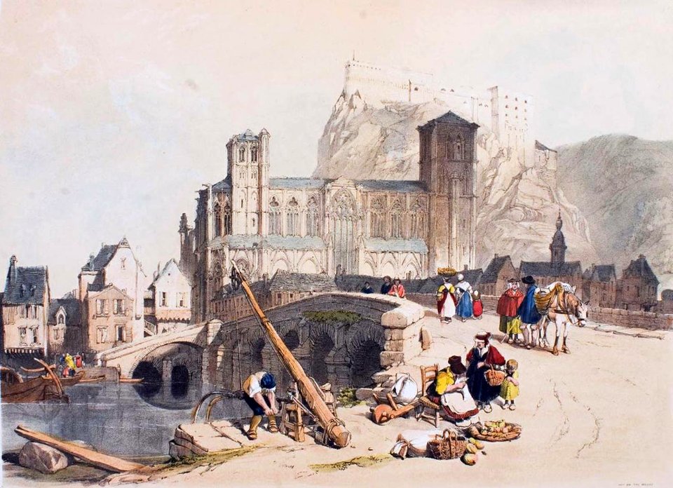 Bridge, cathedral and citadel, Huy on the Meuse