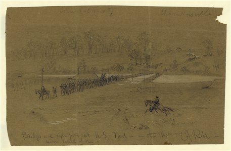 Bridges and rifle pits at U.S. Ford-in the Rappahannock from rebel shore LCCN2004660028