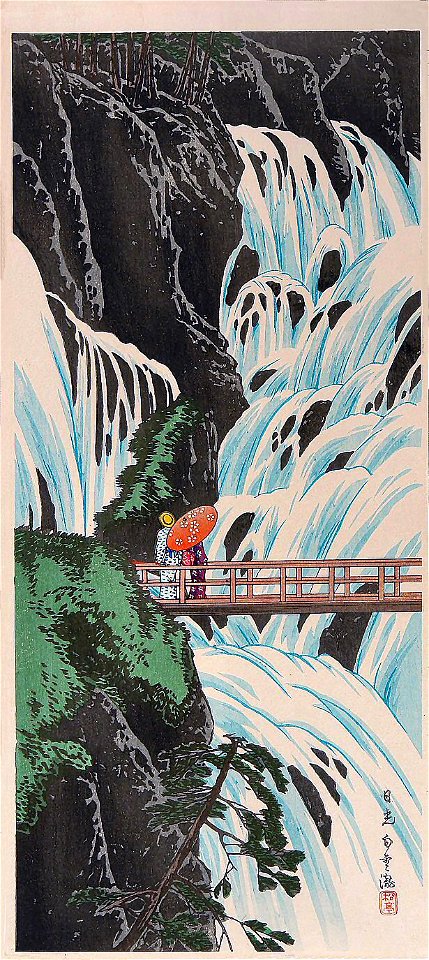 Bridge over waterfall