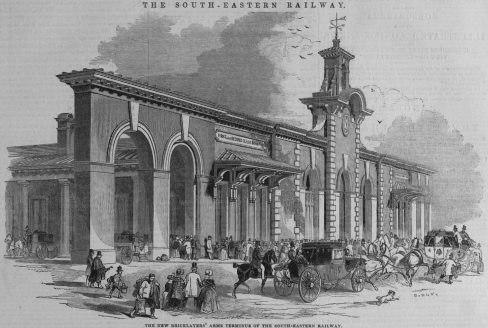 Bricklayers Arm Station building, 1844