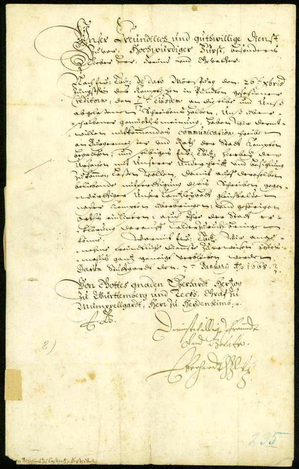 Brief Eberhard III an Franz Johann Vogt von Altensumerau 1668-01-07 img01