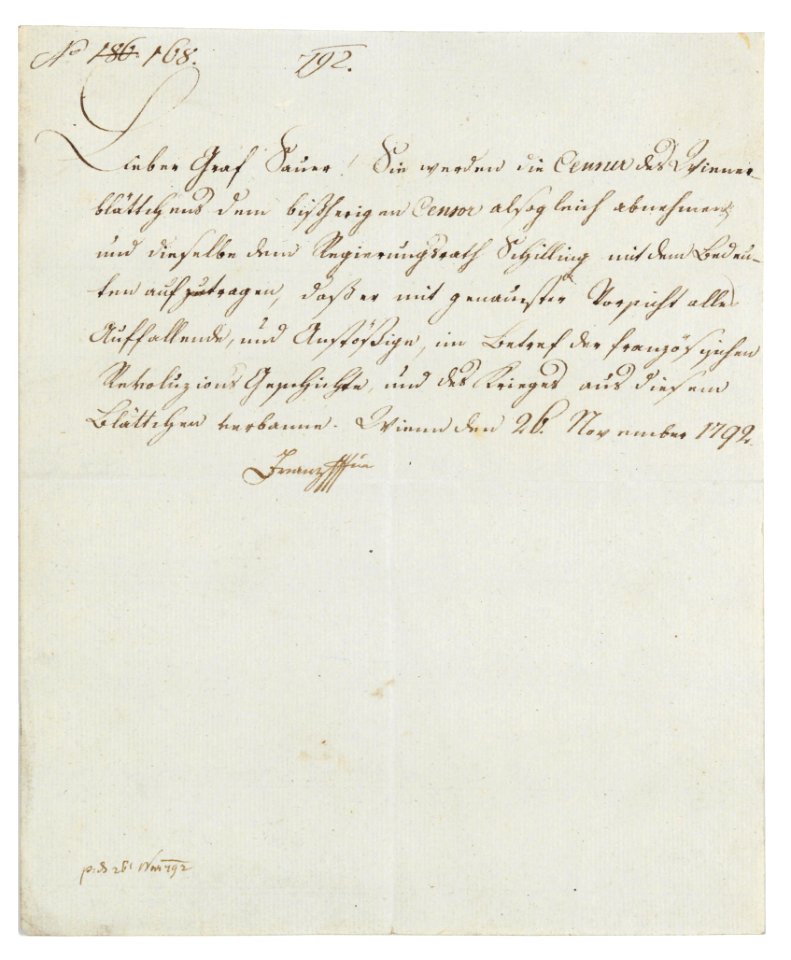 Brief Kaiser Franz II an Wenzel Graf Sauer 1792-11-26