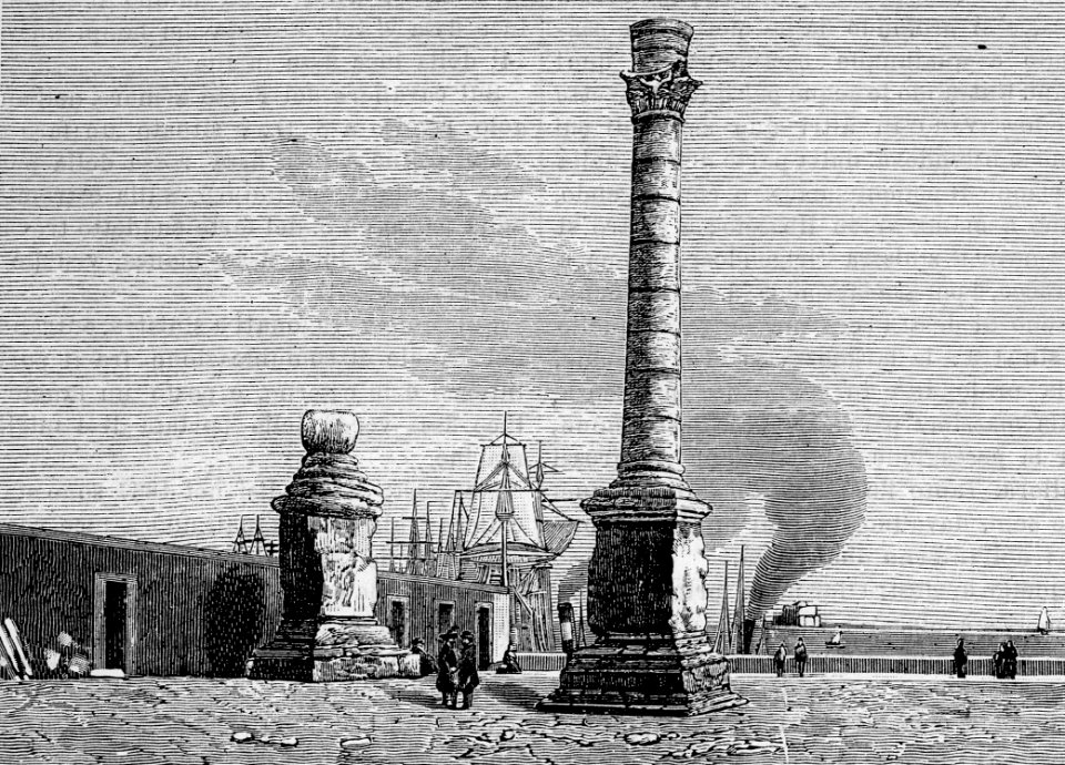 Brindisi – Le due colonne limitanti la via Appia (xilografia)