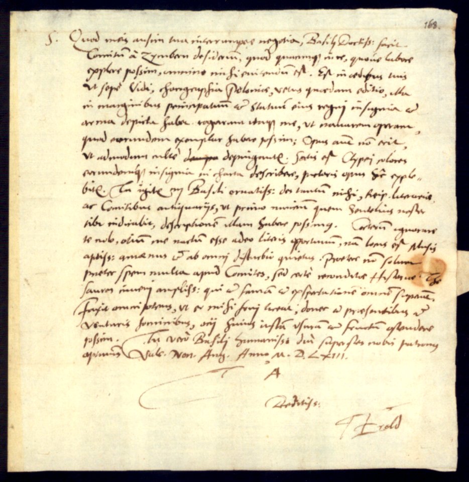 Brief Johann Basilius Herold an Basilius Amerbach