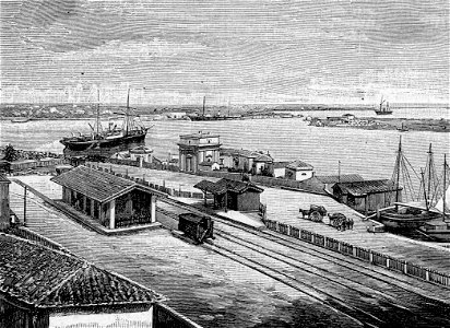 Brindisi – Stazione di sbarco presso il Porto (xilografia)