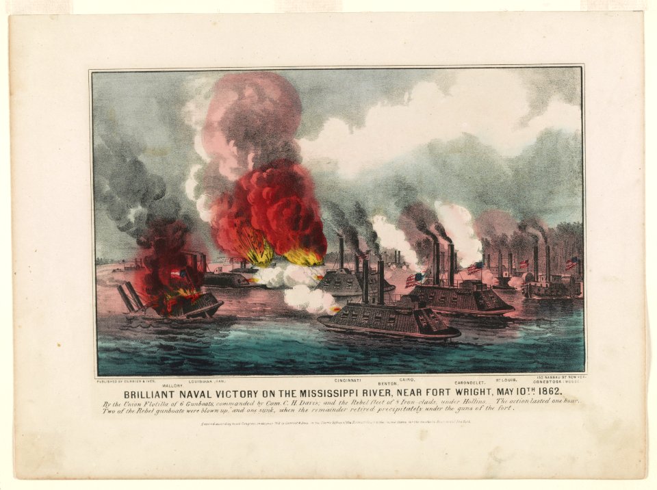 Brilliant naval victory on the Mississippi River, near Fort Wright, May 10th 1862 LCCN90713004