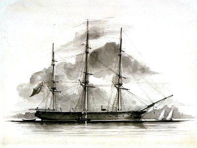 Brisk 14. Capt A F R de Horsey drawn for Mrs Fullerton by A C Drew. 1860 RMG PU6197
