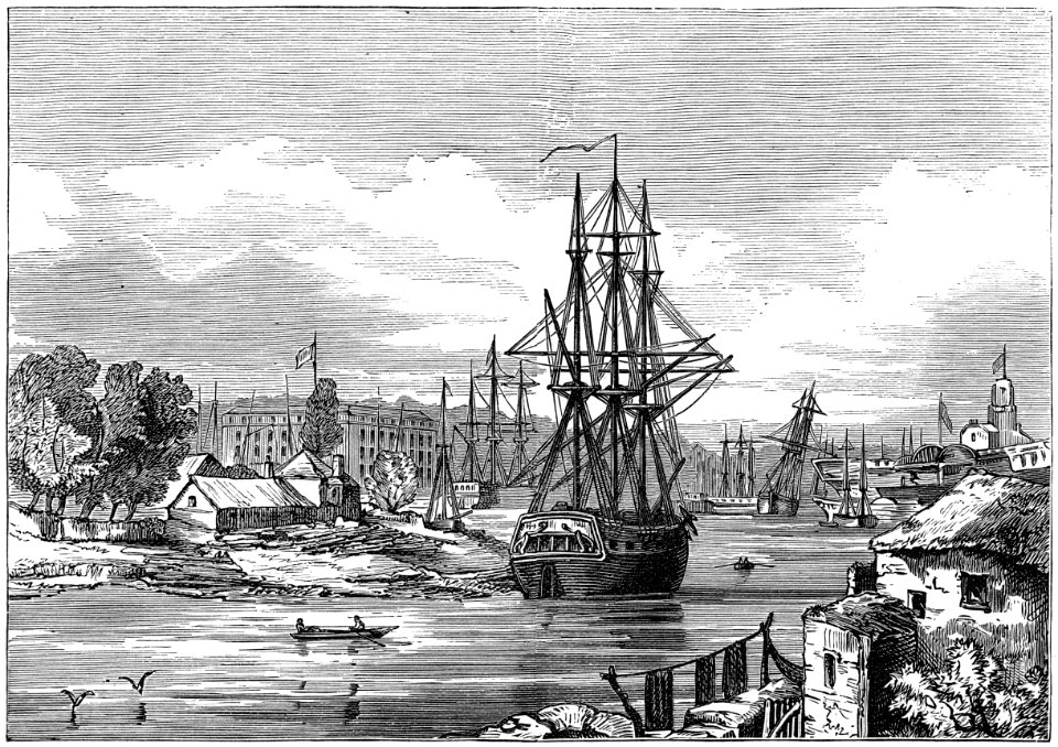 Bristol Floating Harbour showing the Great Western on the stocks
