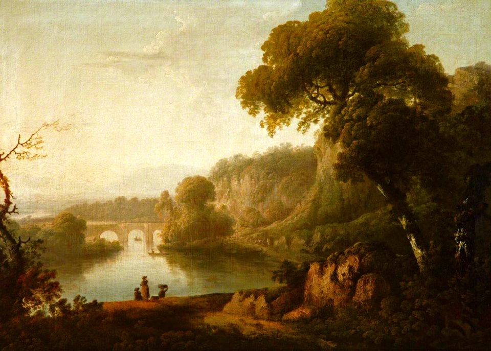 British (English) School - A River Landscape with Figures - 1530107 - National Trust