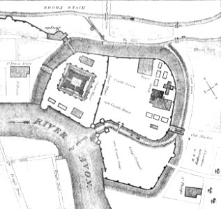 Bristol Castle plan ancient times. Free illustration for personal and commercial use.