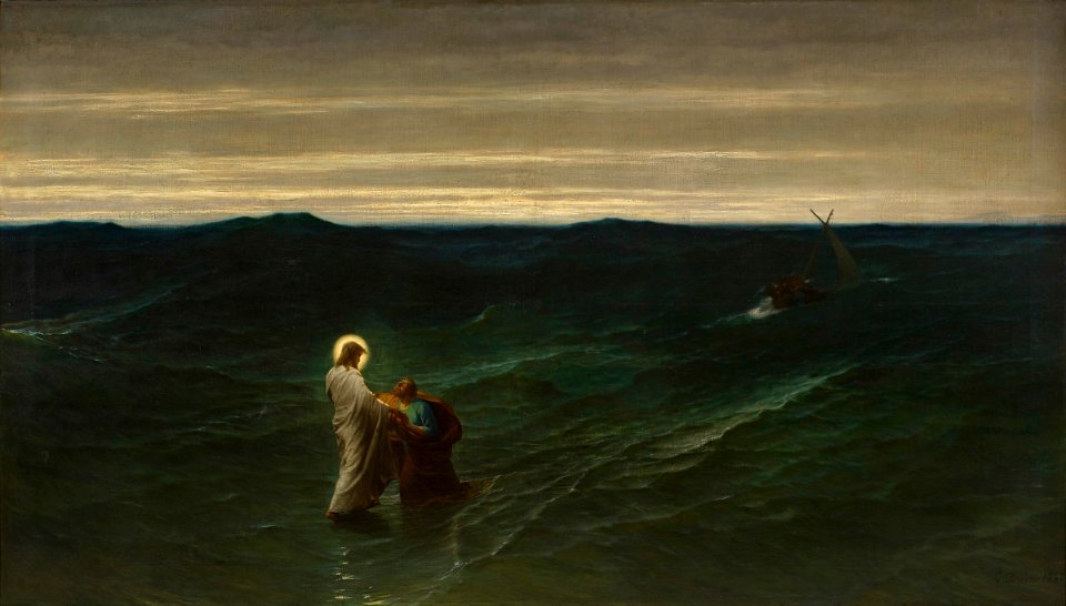 Jesus and Peter on the Water by Gustave Brion - Free Stock ...