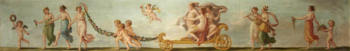 British (English) School - A Frieze of Women and Children with Garlands Accompanying a Chariot with the Three Graces - 732345 - National Trust