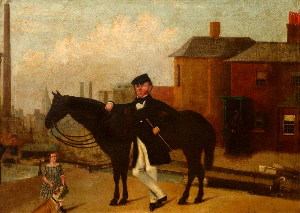 British (English) School - A Man with His Horse, and a Boy (probably John Glazebrook and his son, William Glazebrook) - 768431 - National Trust