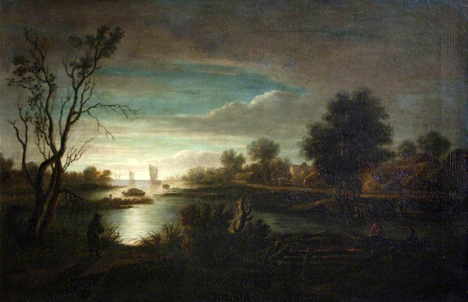 British (English) School - An Estuary by Moonlight - 1401236 - National Trust