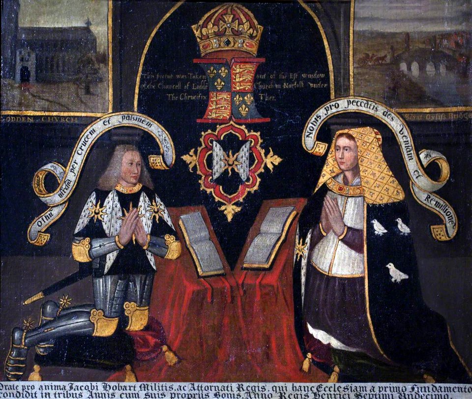 British (English) School - A Copy of the East Window in Loddon Church, with the Kneeling Figures of Sir James Hobart (1436–1507 - 355513 - National Trust