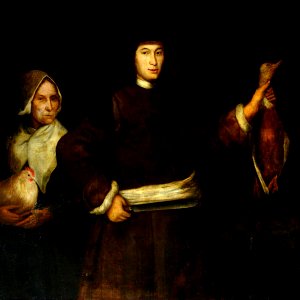 British (English) School - A Young Man and an Old Woman with Poultry - 290268 - National Trust