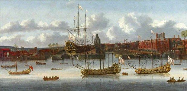 British (English) School - East India Company Ships at Deptford - BHC1873 - Royal Museums Greenwich