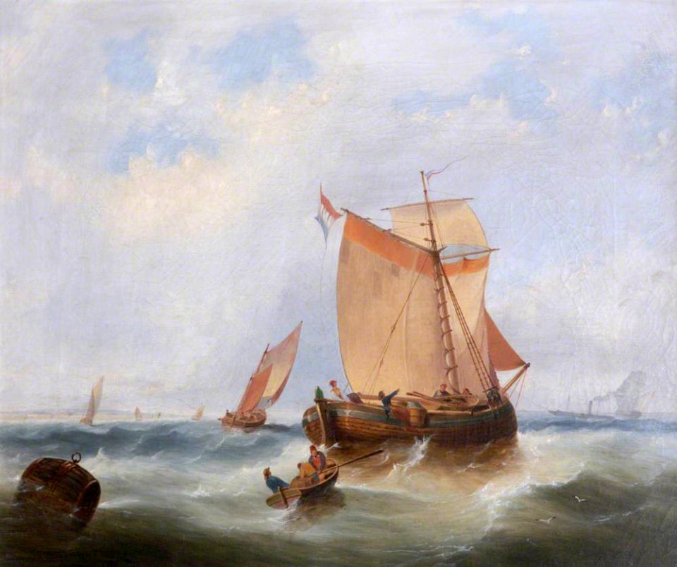 British (English) School - Fishing Boats and a Steamboat in a Choppy Sea - 987421 - National Trust