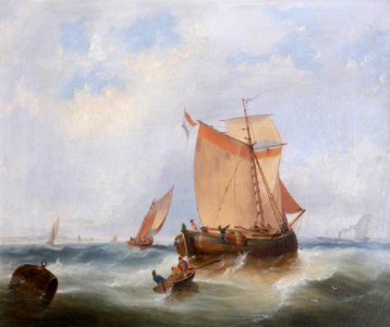 British (English) School - Fishing Boats and a Steamboat in a Choppy Sea - 987421 - National Trust