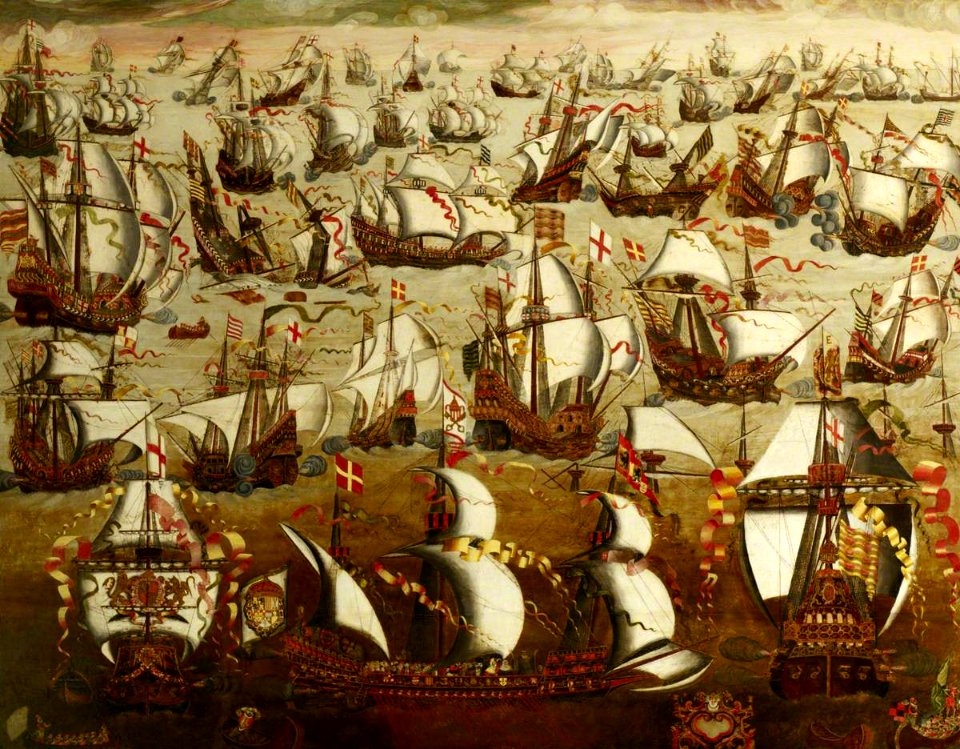 British (English) School - English Ships and the Spanish Armada, August 1588 - BHC0262 - Royal Museums Greenwich