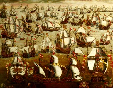 British (English) School - English Ships and the Spanish Armada, August 1588 - BHC0262 - Royal Museums Greenwich