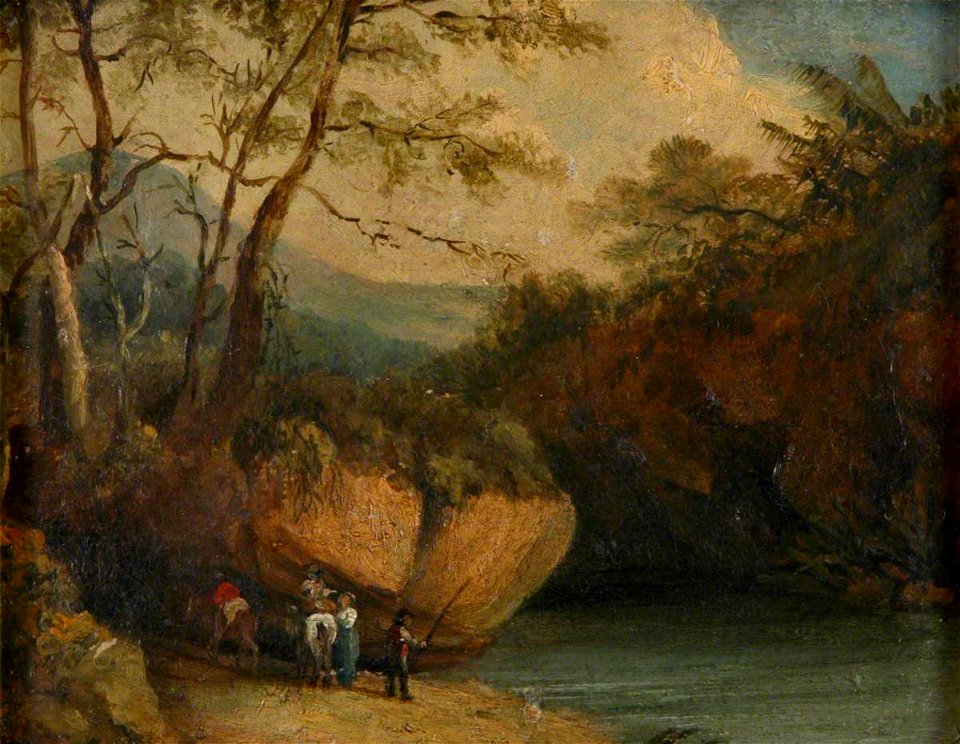 British (English) School - Figures by a Pool in a Rocky Landscape - 642021 - National Trust