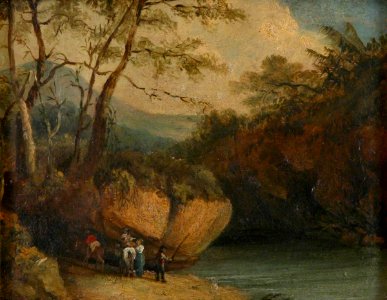 British (English) School - Figures by a Pool in a Rocky Landscape - 642021 - National Trust