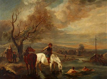 British (English) School - Horses Watering - 515743 - National Trust