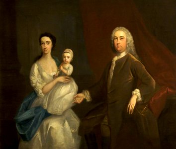 British (English) School - John Egerton II of Tatton (1710–1738), with His Wife, Christian Ward (1708-1709–1777), and a Daughter - 1298285 - National Trust