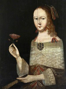 British (English) School - Portrait of a Woman Holding a Rose - 557787 - National Trust. Free illustration for personal and commercial use.